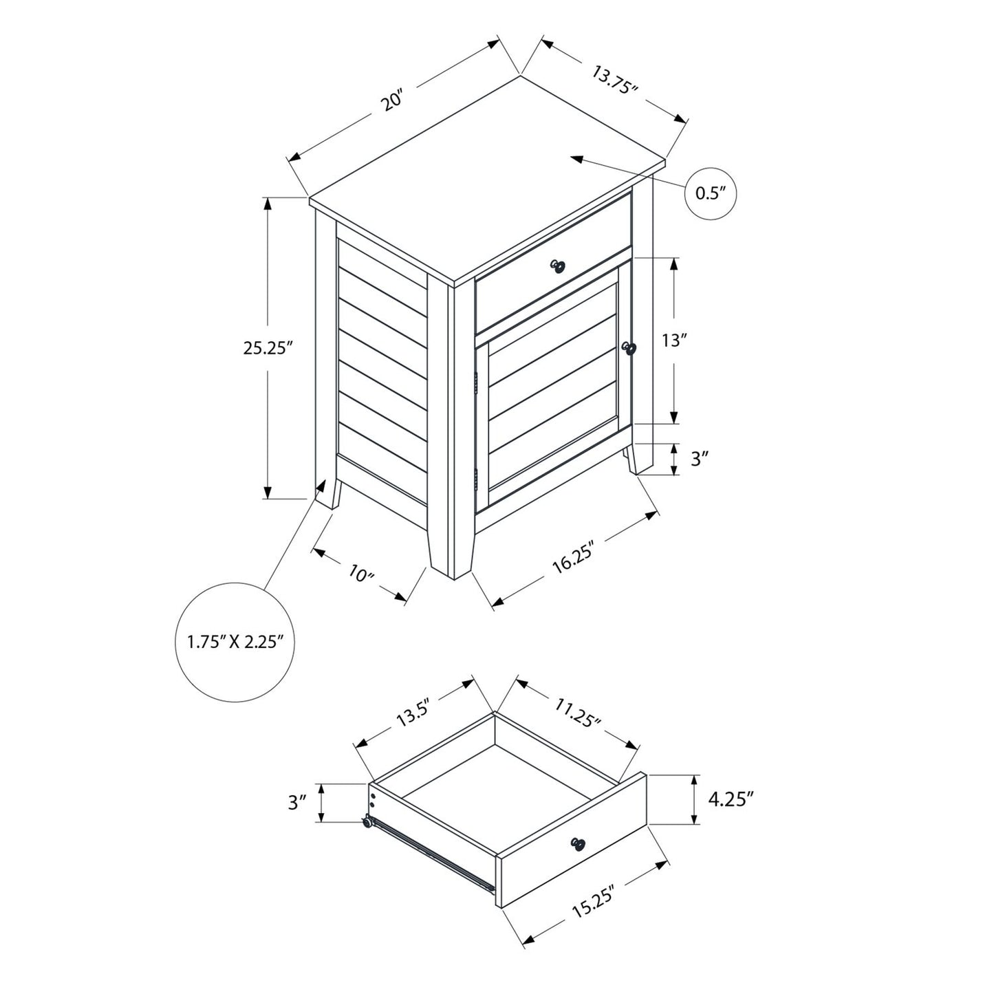 Accent Nightstand, Storage Drawer, Transitional - The Sleep Loft - Online Mattress Showroom NYC