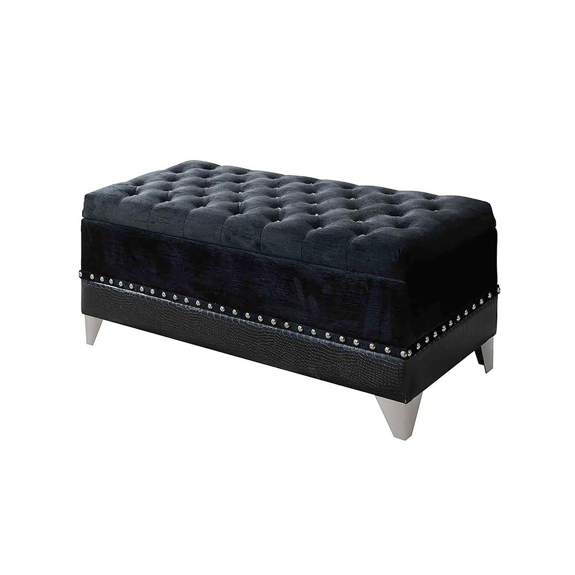 Tufted Trunk With Nailhead Trim Storage Solution - Black - The Sleep Loft - Online Mattress Showroom NYC