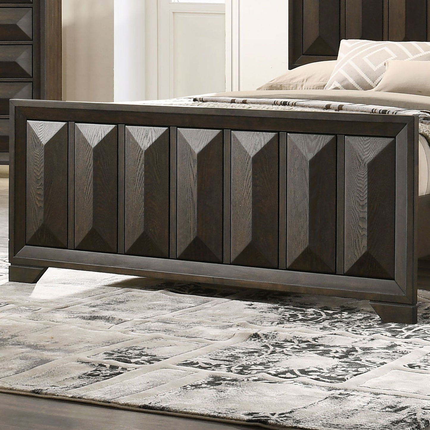 Modern Bed Panel Headboard With Vertical Faceted Design