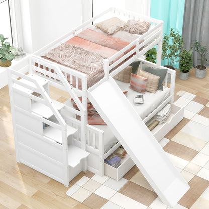 Bunk Bed With Storage Staircase, Slide, Desk, Drawers, And Shelves - The Sleep Loft - Online Mattress Showroom NYC