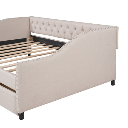 Upholstered Daybed With Two Drawers, Wood Slat Support - The Sleep Loft - Online Mattress Showroom NYC