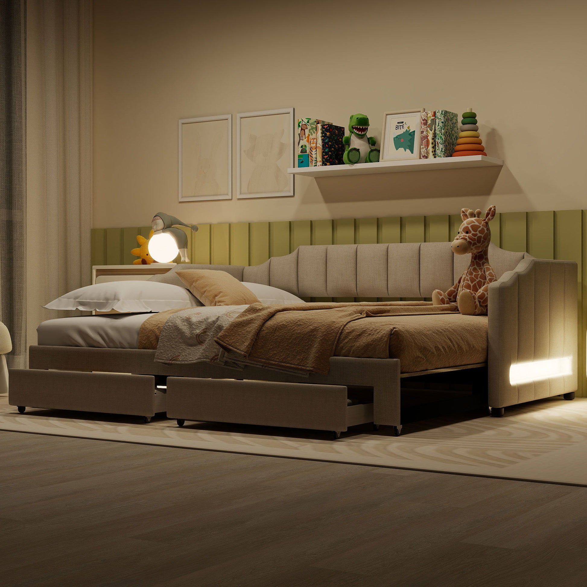 Extendable Daybed With LED Light And 2 Storage Drawers - The Sleep Loft - Online Mattress Showroom NYC