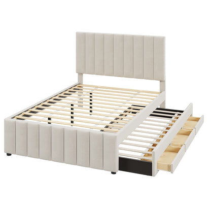 Upholstered Platform Bed With Twin Size Trundle And 3 Drawers - The Sleep Loft - Online Mattress Showroom NYC