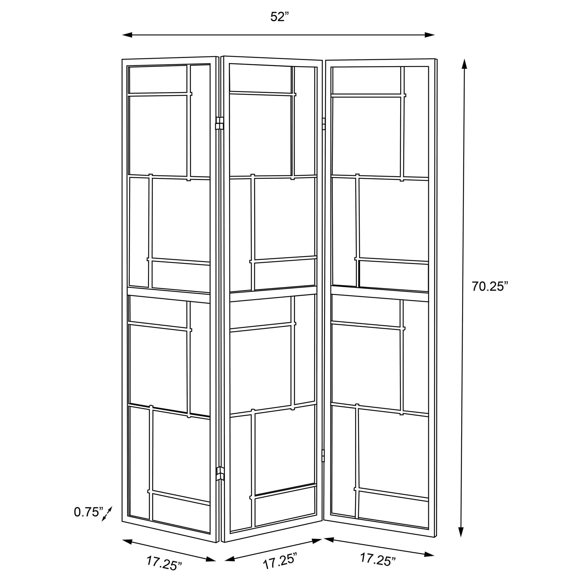 Damis 3-Panel Room Divider Folding Shoji Screen Black