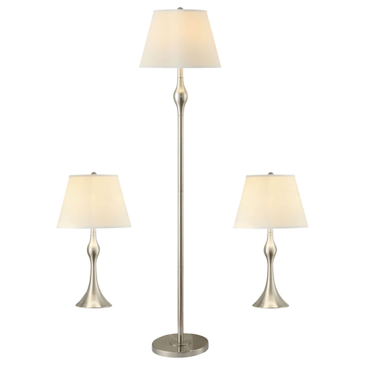 Griffin 3-piece Floor and Table Lamp Set Brushed Nickel - The Sleep Loft - Online Mattress Showroom NYC