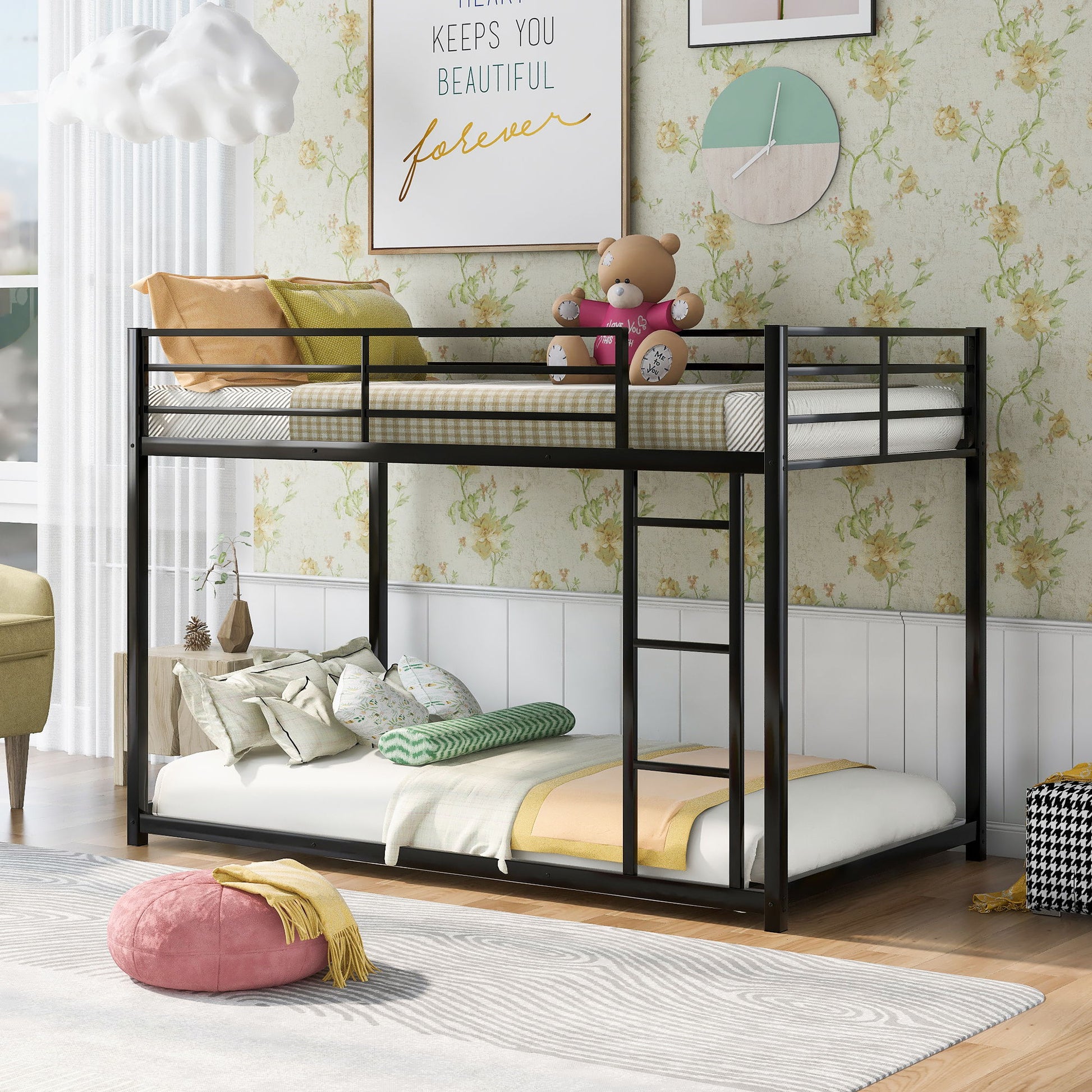 Metal Bunk Bed, Low Bunk Bed With Ladder - The Sleep Loft - Online Mattress Showroom NYC