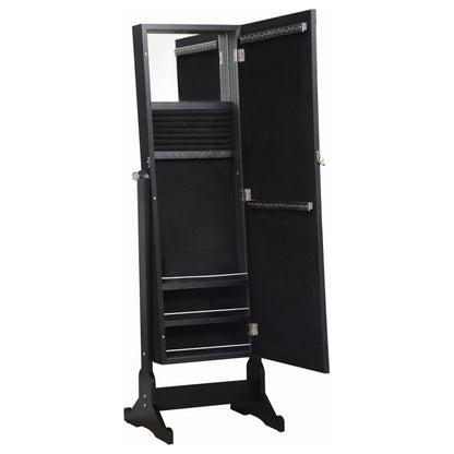 Cortez Cheval Mirror with Jewelry Storage Black