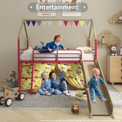 Jack - House Loft Bed With Slide And Curtain Set - The Sleep Loft - Online Mattress Showroom NYC