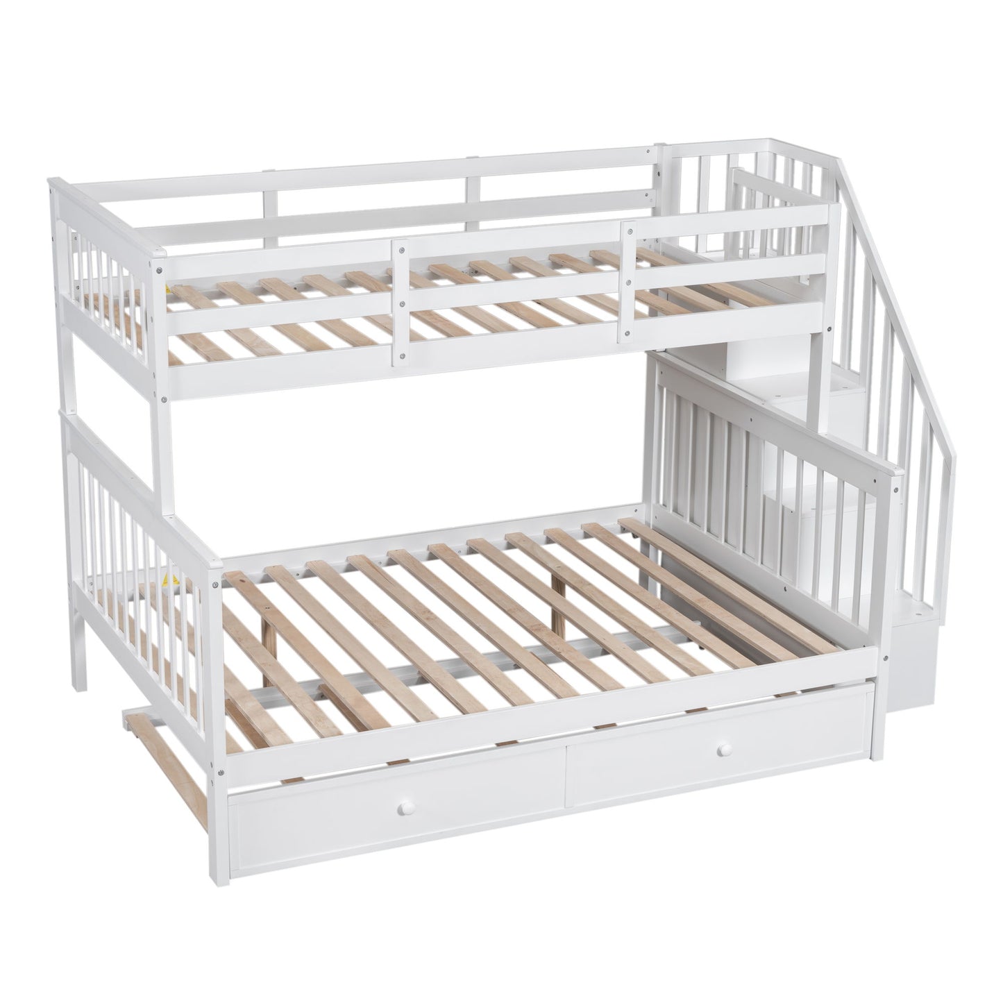 Bunk Bed With Twin Size Trundle, Storage And Guard Rail For Bedroom - The Sleep Loft - Online Mattress Showroom NYC