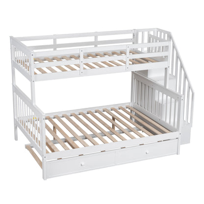 Bunk Bed With Twin Size Trundle, Storage And Guard Rail For Bedroom - The Sleep Loft - Online Mattress Showroom NYC