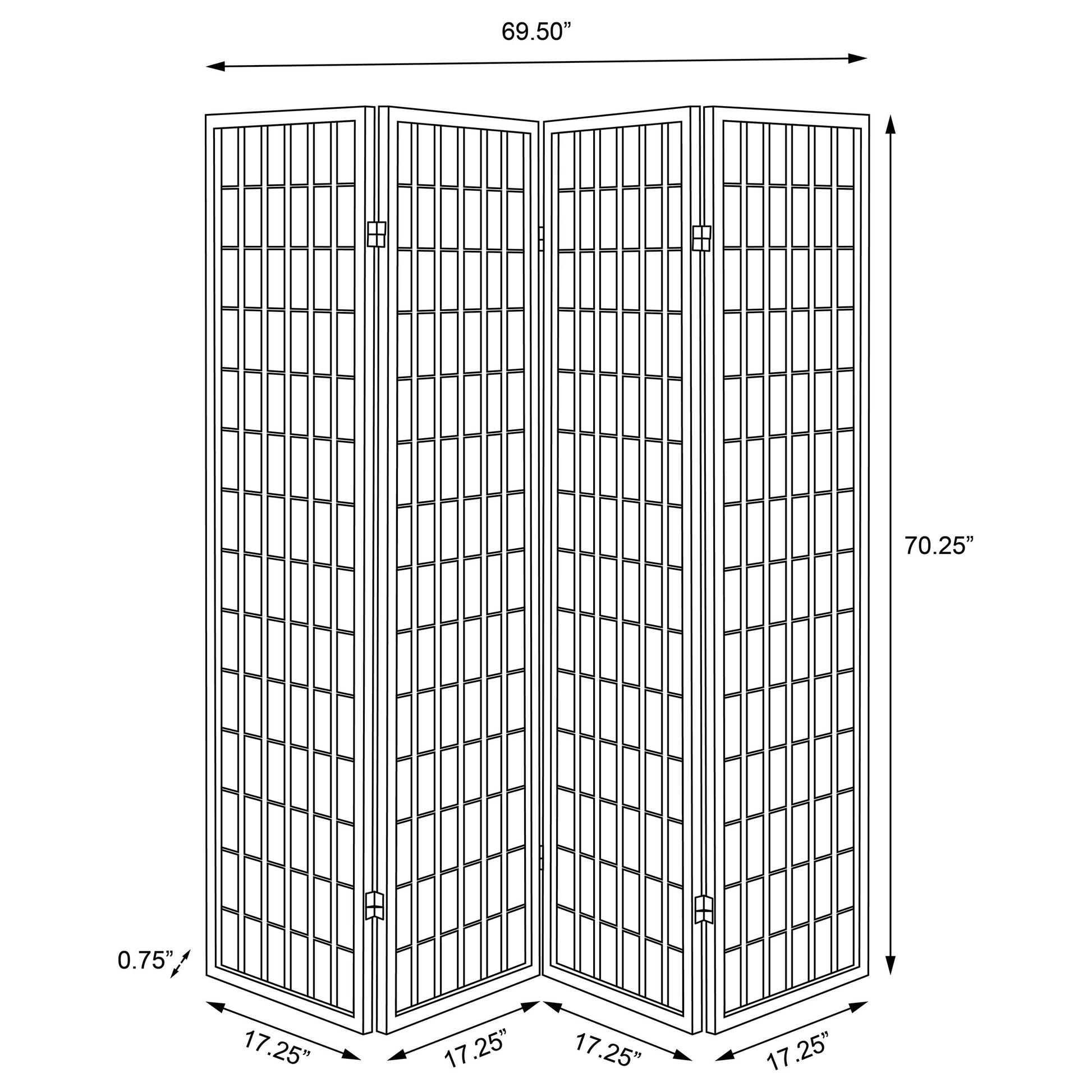 Roberto 4-Panel Room Divider Folding Shoji Screen White