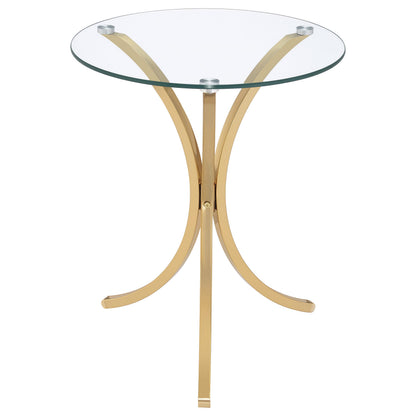 Eloise Round Glass Top Curved Metal Side Table Gold