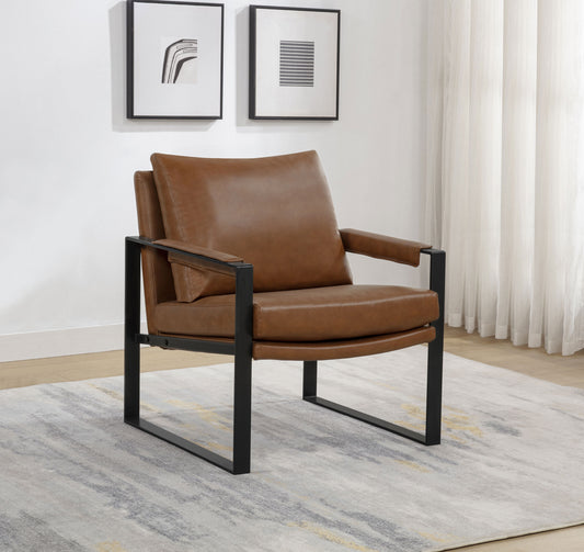 Rosalind Upholstered Track Arm Accent Chair Brown - The Sleep Loft - Online Mattress Showroom NYC