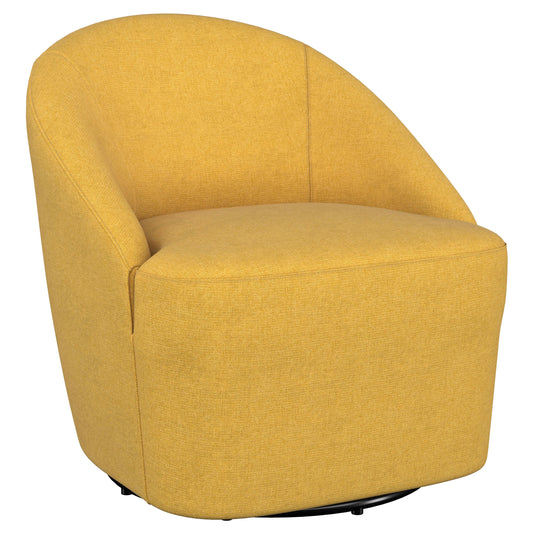 Leon Upholstered Barrel Accent Swivel Chair Mustard Yellow - The Sleep Loft - Online Mattress Showroom NYC