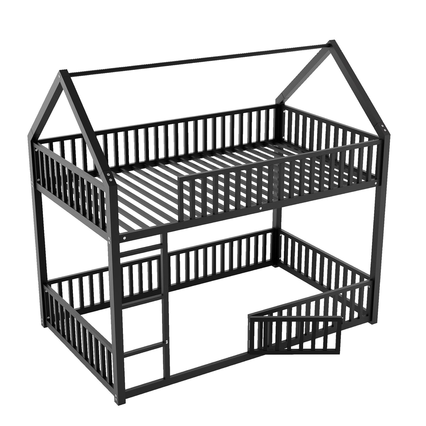 Metal House Bunk Bed With Fence And Door - The Sleep Loft - Online Mattress Showroom NYC