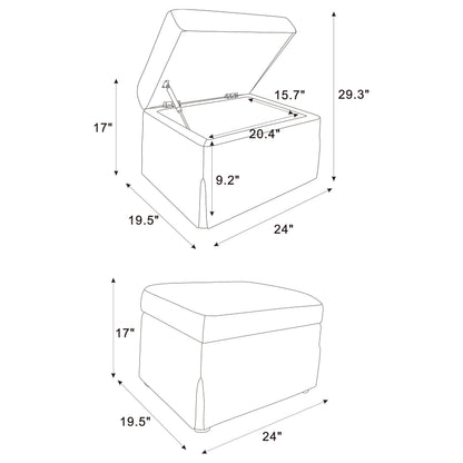 Winter Upholstered Hydraulic Lift Top Storage Ottoman Beige