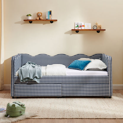 Gingham Daybed With USB Charging Port, Wave-Shaped Design - The Sleep Loft - Online Mattress Showroom NYC
