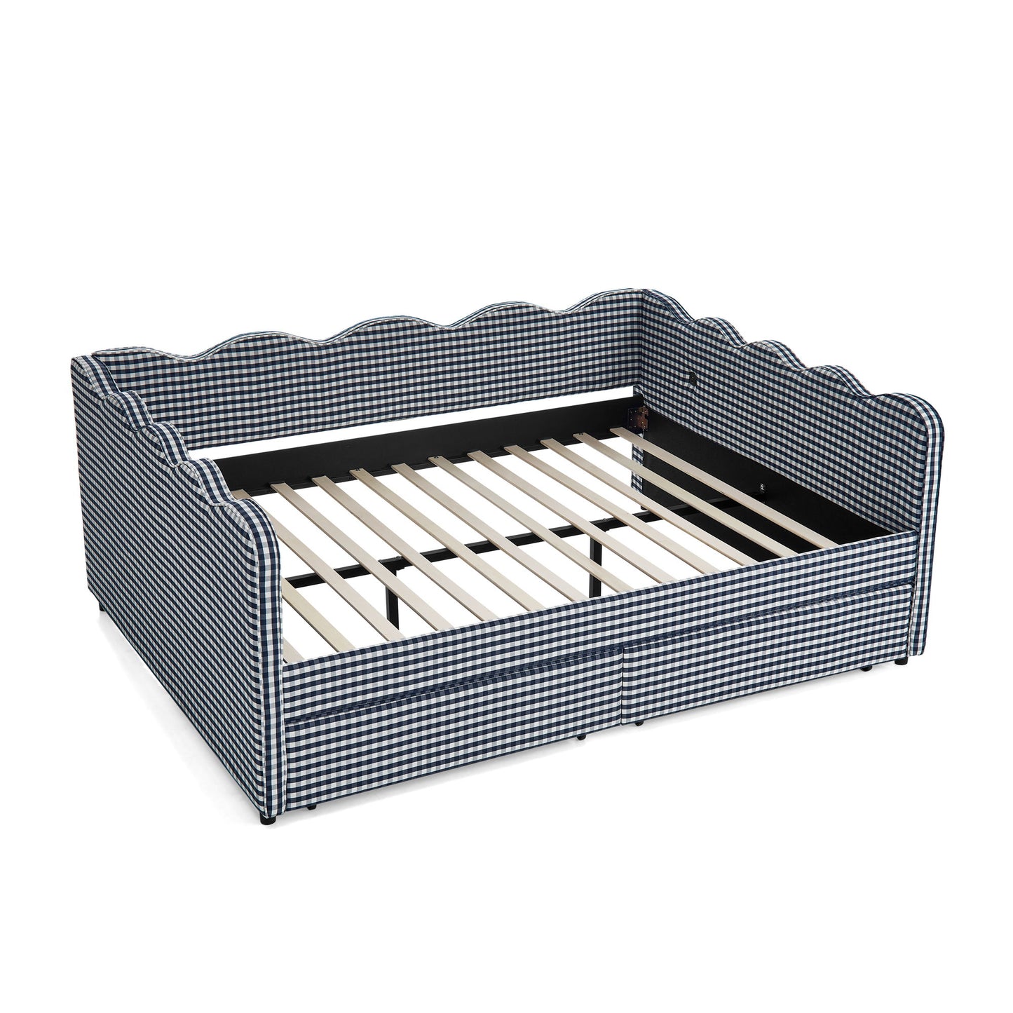 Gingham Daybed With USB Charging Port, Wave-Shaped Design - The Sleep Loft - Online Mattress Showroom NYC