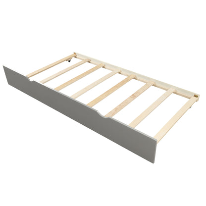 Platform Bed With Twin Trundle And Frame, Twin Size - Gray - The Sleep Loft - Online Mattress Showroom NYC