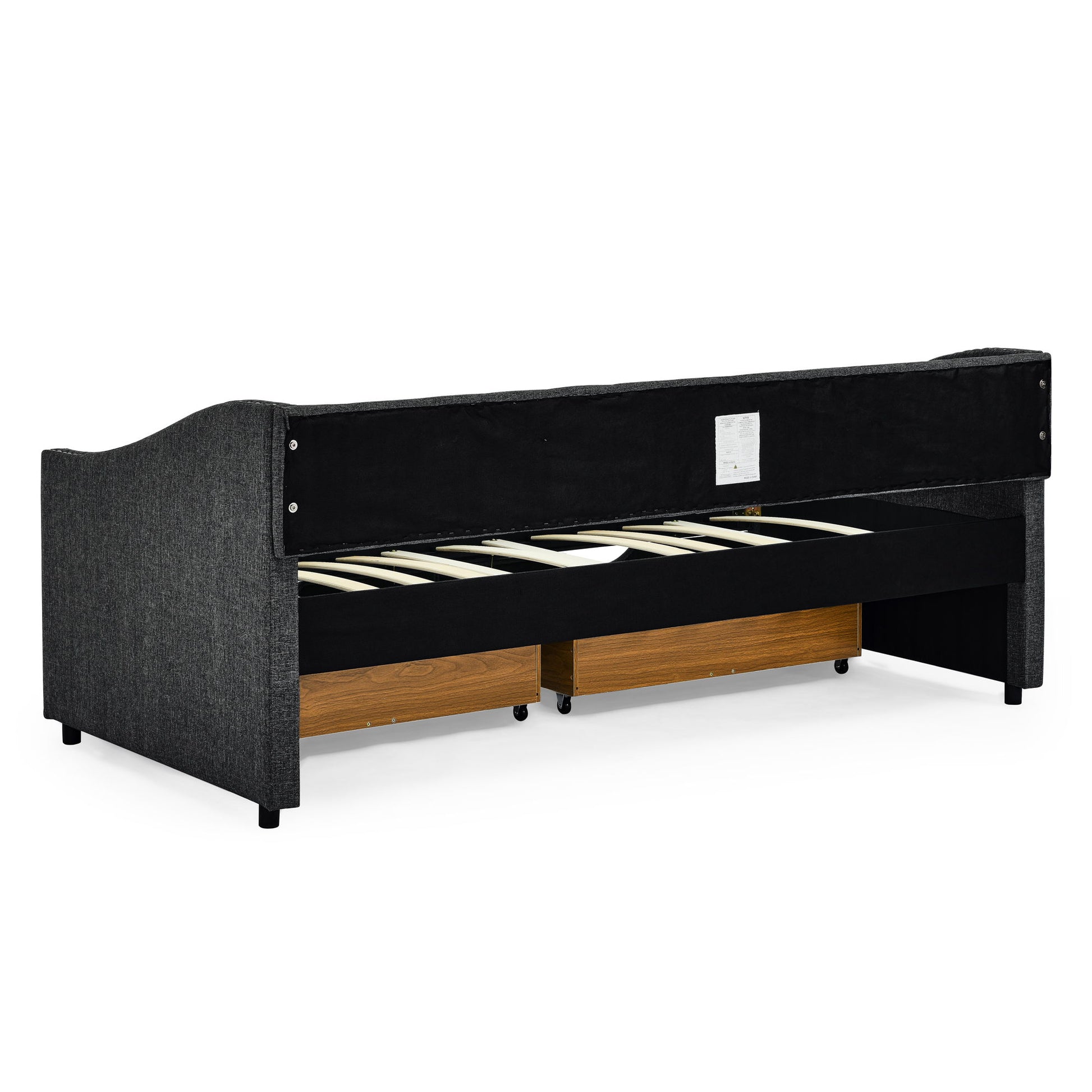Upholstered Tufted Daybed With 2 Drawers, Waved Arms - The Sleep Loft - Online Mattress Showroom NYC
