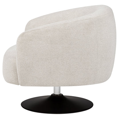 Dave Upholstered Barrel Back Swivel Club Chair Beige