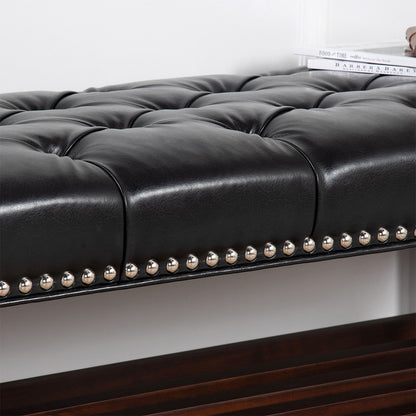 Bedroom End Of Bed Bench Tufted Upholstered End Of Bed Bench End Of Bed Entrance Shoe Bench With Nailhead Trim And Shelf Bedroom Upholstered Bench Living Room Shoe Rack Footstool - The Sleep Loft - Online Mattress Showroom NYC