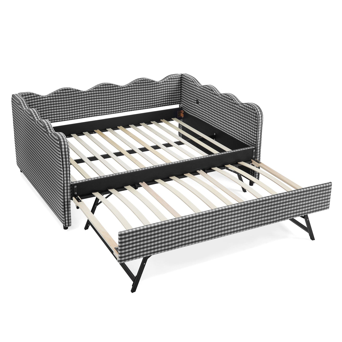 Gingham Daybed With USB Charging Port, Wave-Shaped Design - The Sleep Loft - Online Mattress Showroom NYC