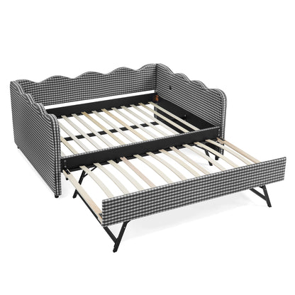 Gingham Daybed With USB Charging Port, Wave-Shaped Design - The Sleep Loft - Online Mattress Showroom NYC