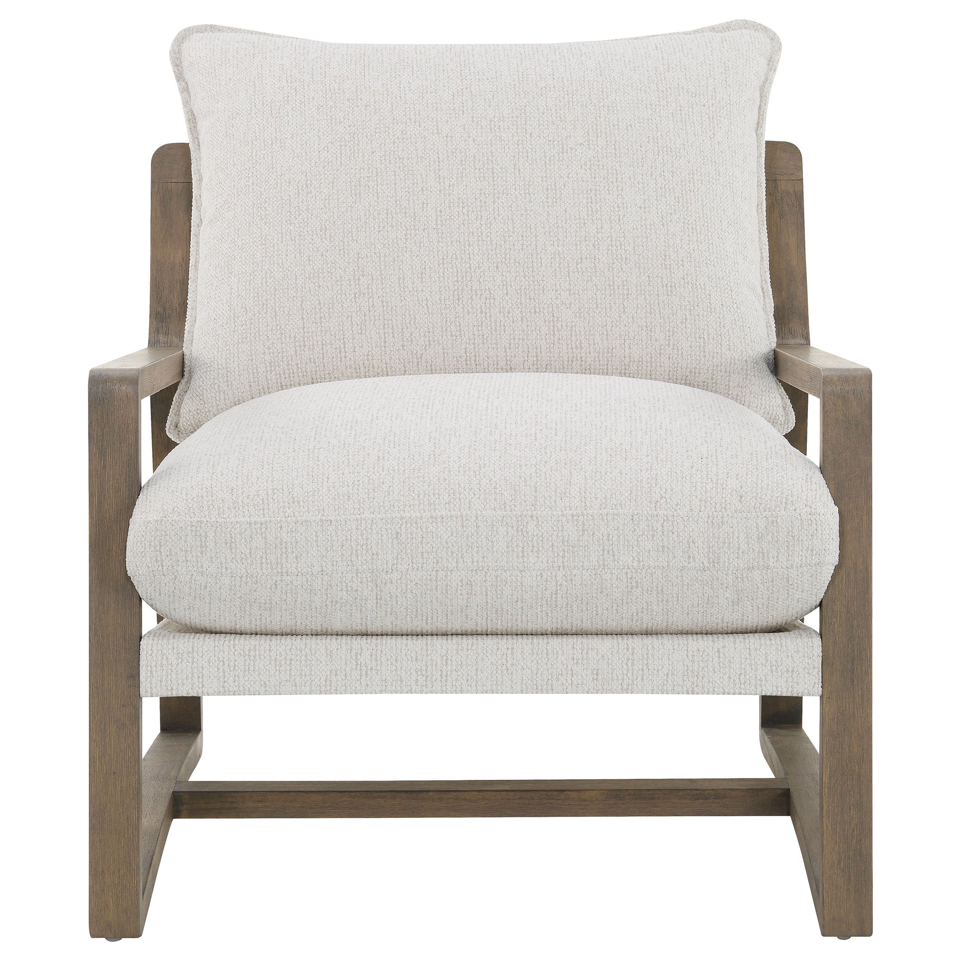 Geneva Boucle Upholstered Wood Arm Accent Chair Sand
