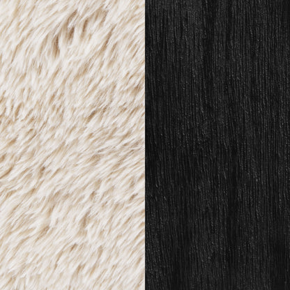 Fitzroy Faux Fur Upholstered Chair Solid Wood Arms Latte