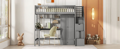 Loft Bed With Bookshelf, Drawers, Desk, And Wardrobe - The Sleep Loft - Online Mattress Showroom NYC