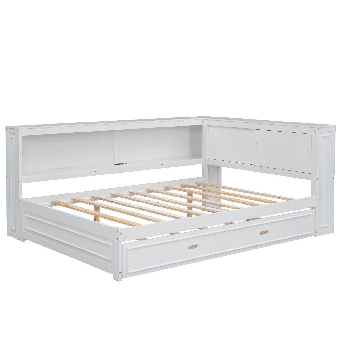 Daybed With Storage Shelves, LED, USB, And Trundle - The Sleep Loft - Online Mattress Showroom NYC