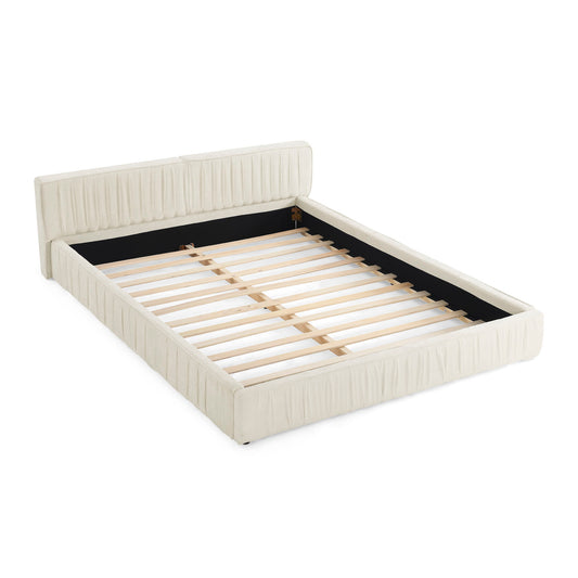 Modern Upholstered Platform Bed Frame With Pleated Design - The Sleep Loft - Online Mattress Showroom NYC