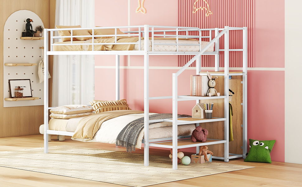 Bunk Bed With Lateral Storage Ladder And Wardrobe - The Sleep Loft - Online Mattress Showroom NYC