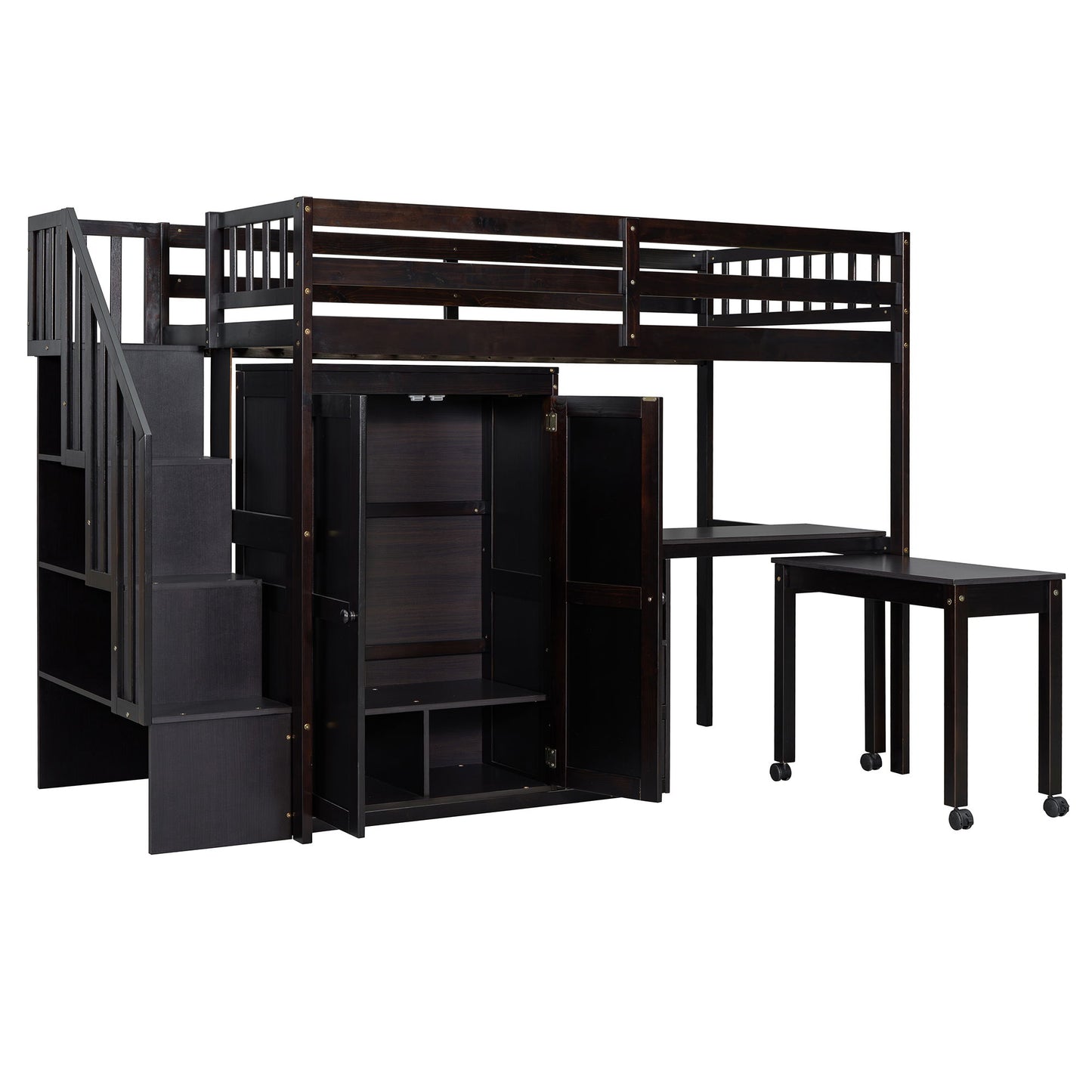Loft Bed With Stairs, Bookshelf, Drawers, Desk & Wardrobe, Space Saving Multifunctional Furniture - The Sleep Loft - Online Mattress Showroom NYC