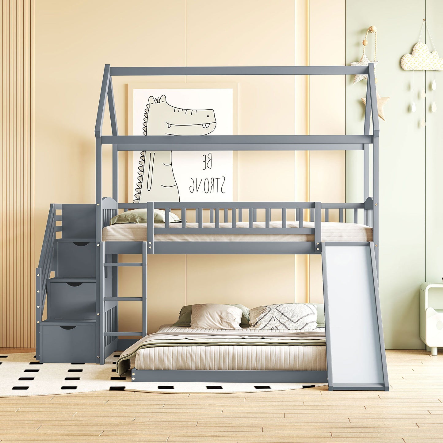 House Bunk Bed With Slide - The Sleep Loft - Online Mattress Showroom NYC