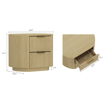 Olivia - Nightstand & 2 Drawers - Oak - The Sleep Loft - Online Mattress Showroom NYC