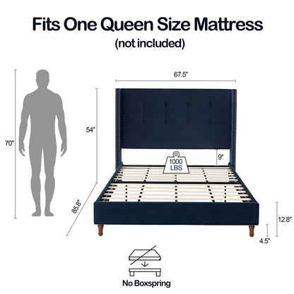 Peyton - Upholstered Bed With 54" High Headboard, Traditional Hand Buttoned Tufting - The Sleep Loft - Online Mattress Showroom NYC