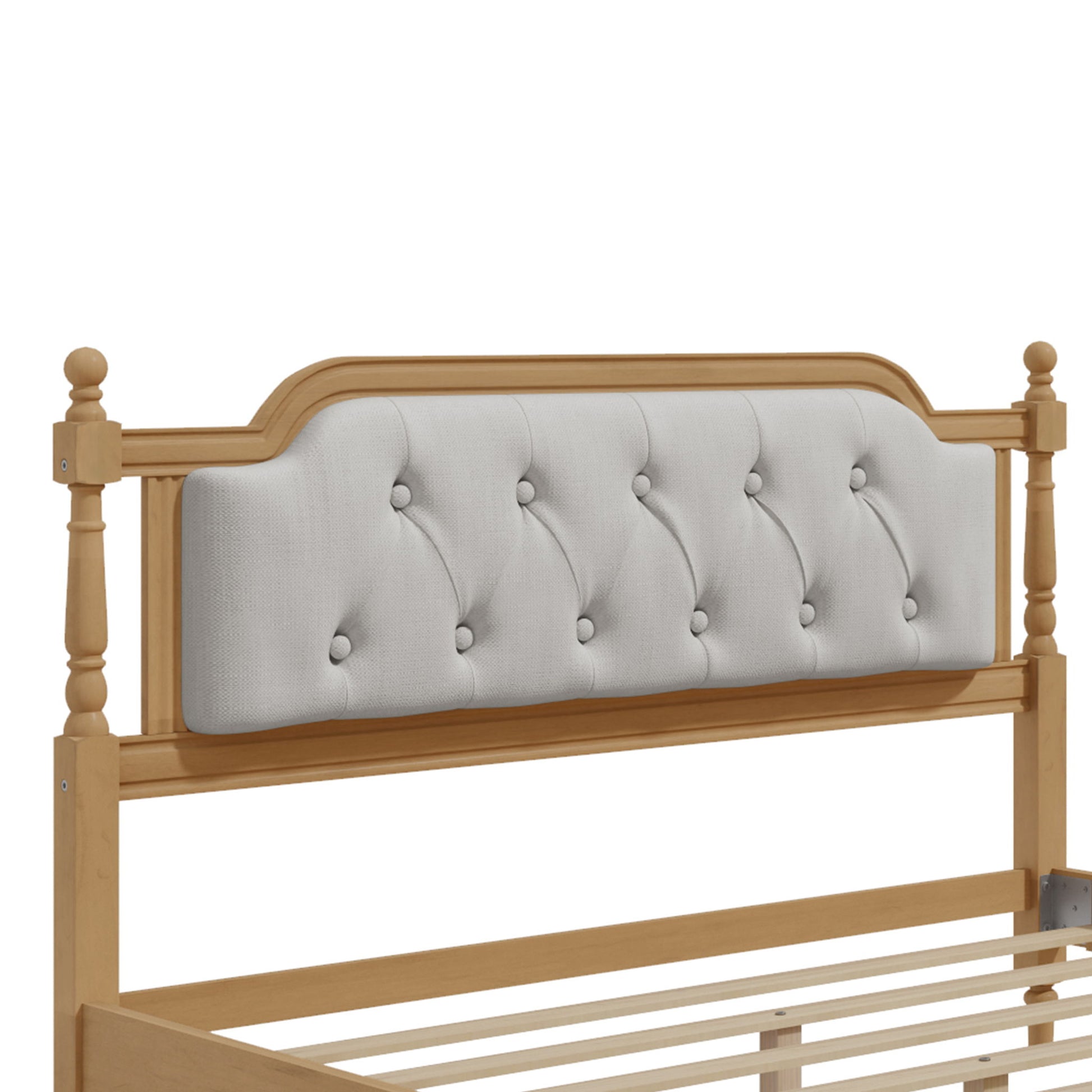 Traditional Style Solid Bed Frame With Upholstered Tufted Headboard, No Box Spring Needed - The Sleep Loft - Online Mattress Showroom NYC