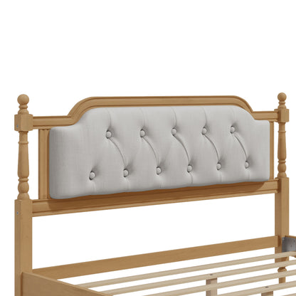Traditional Style Solid Bed Frame With Upholstered Tufted Headboard, No Box Spring Needed - The Sleep Loft - Online Mattress Showroom NYC
