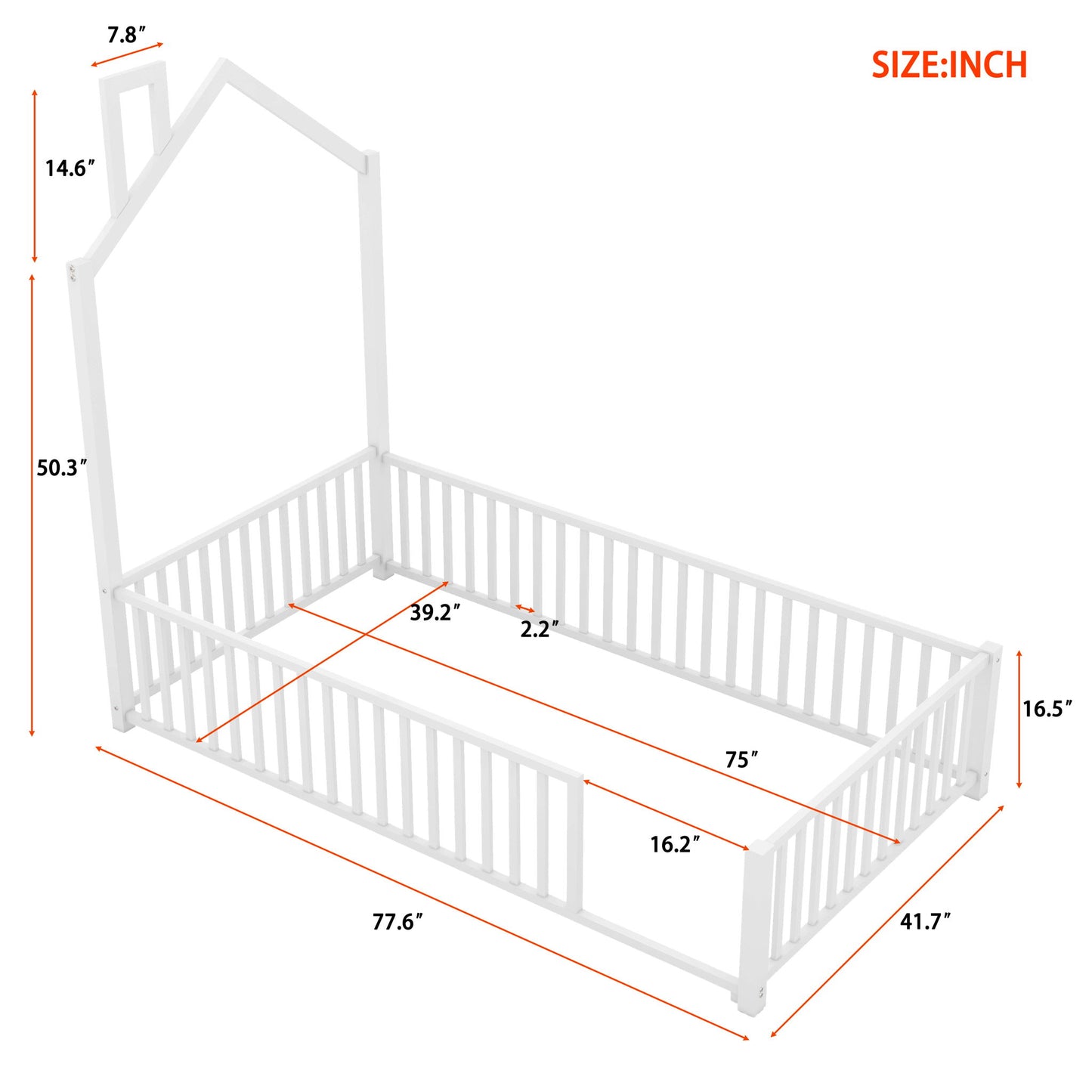 Metal House Platform Bed With Guardrail And Chimney - The Sleep Loft - Online Mattress Showroom NYC