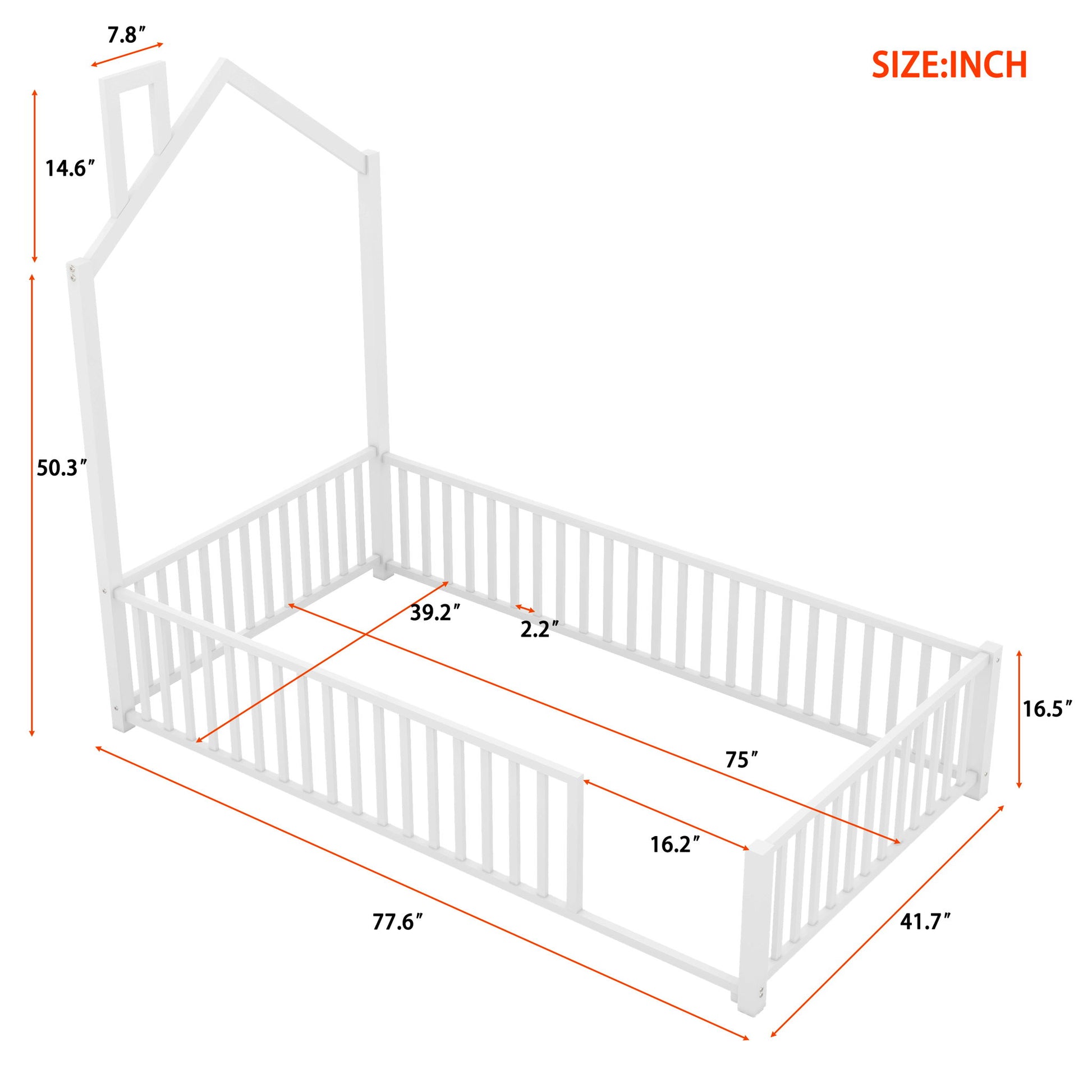Metal House Platform Bed With Guardrail And Chimney - The Sleep Loft - Online Mattress Showroom NYC