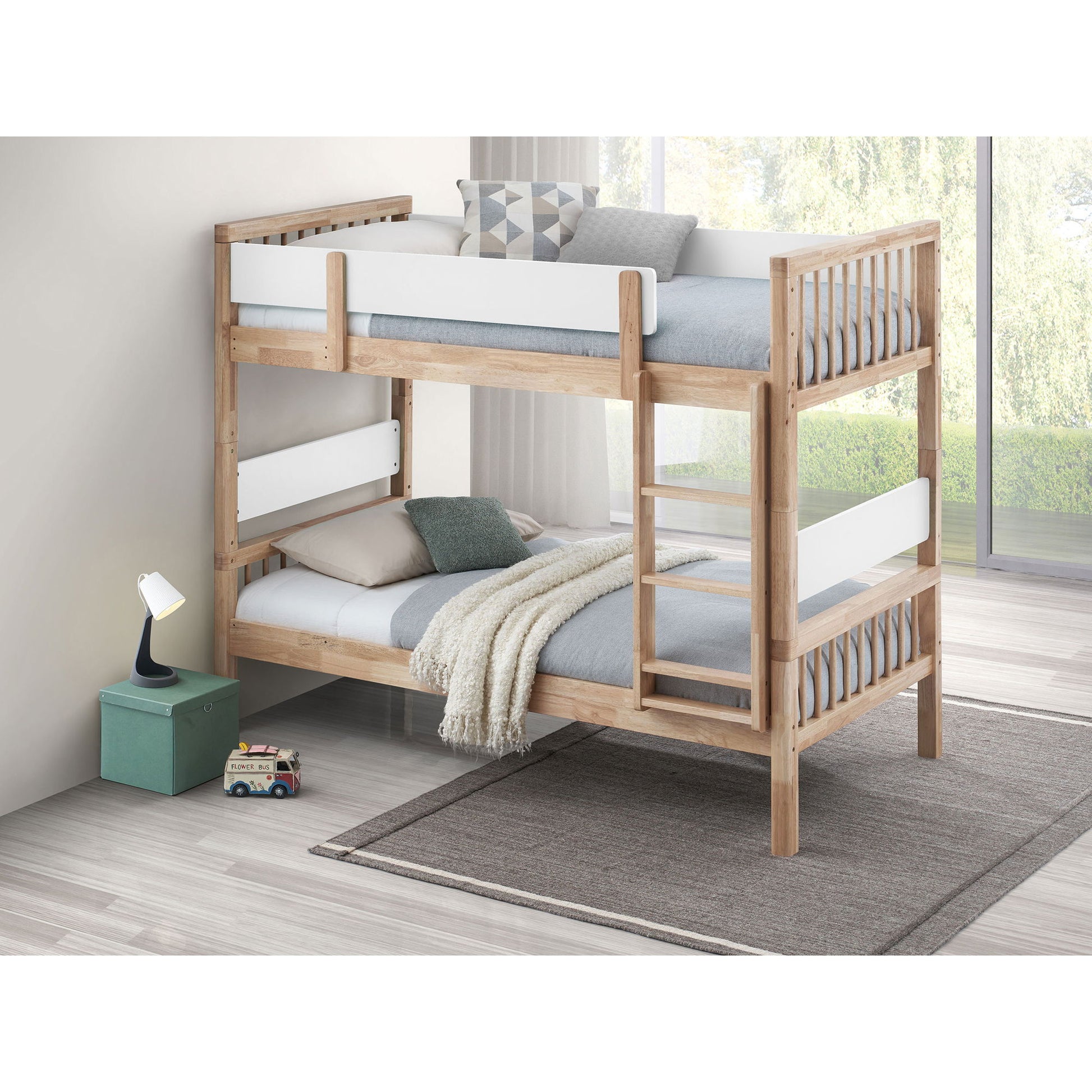 Ponderosa - Twin Over Twin Bunk Bed With Accents - Natural - The Sleep Loft - Online Mattress Showroom NYC