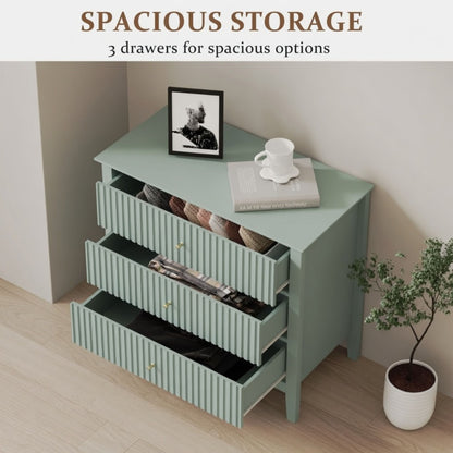 Fluted 3 Drawer Nightstand With Soft Close Slides