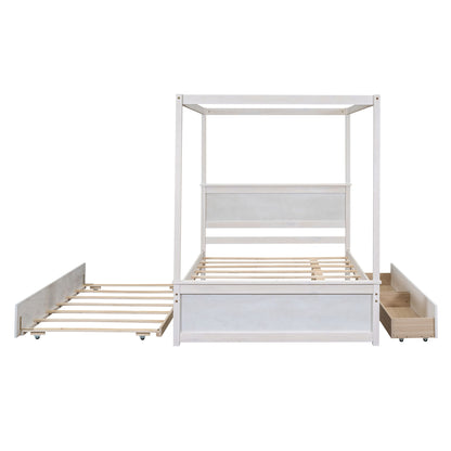 Canopy Platform Bed With Drawers, Support Slats, No Box Spring Needed - The Sleep Loft - Online Mattress Showroom NYC