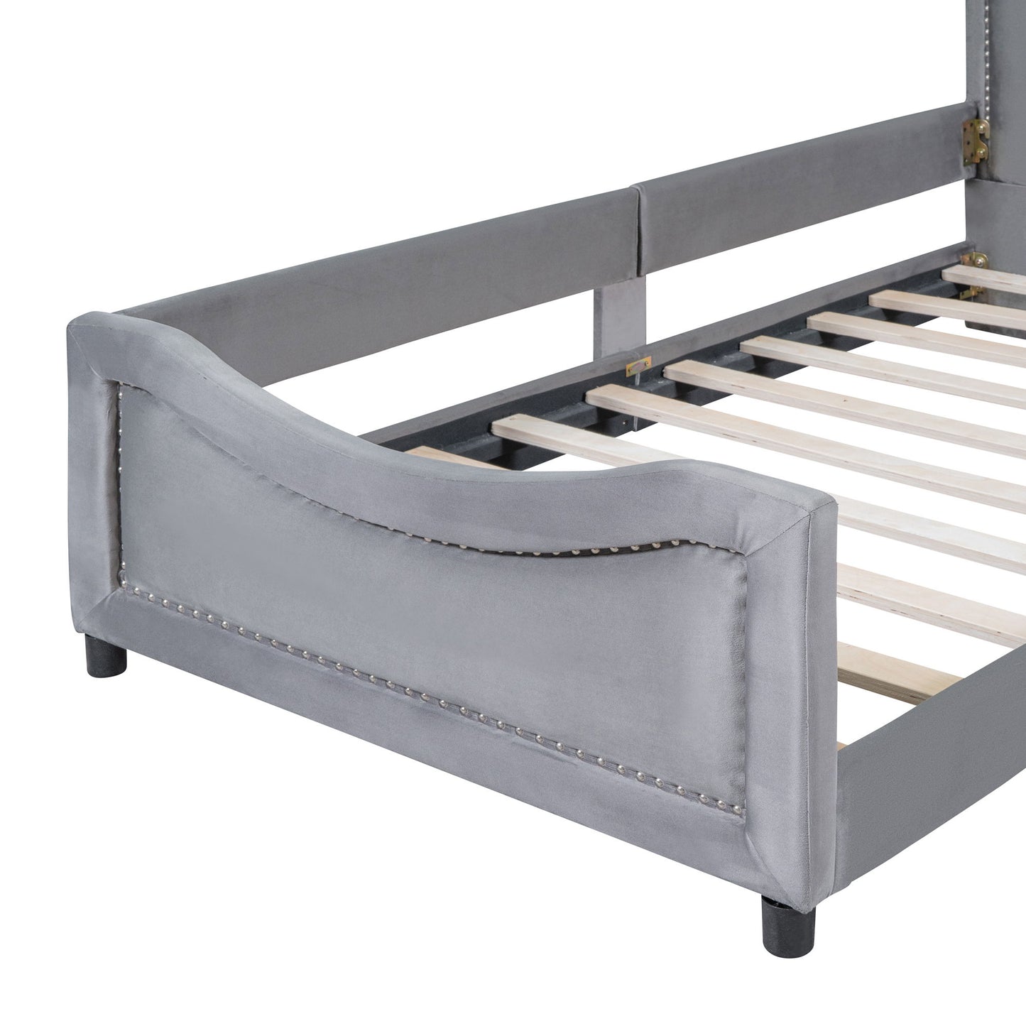 Upholstered Daybed With Classic Stripe Shaped Headboard - The Sleep Loft - Online Mattress Showroom NYC
