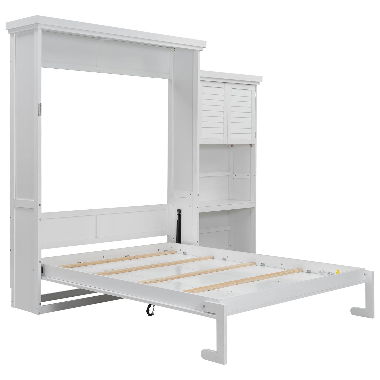 Queen Size Murphy Bed With Louvered Design And Multiple Storage Shelves - White - The Sleep Loft - Online Mattress Showroom NYC