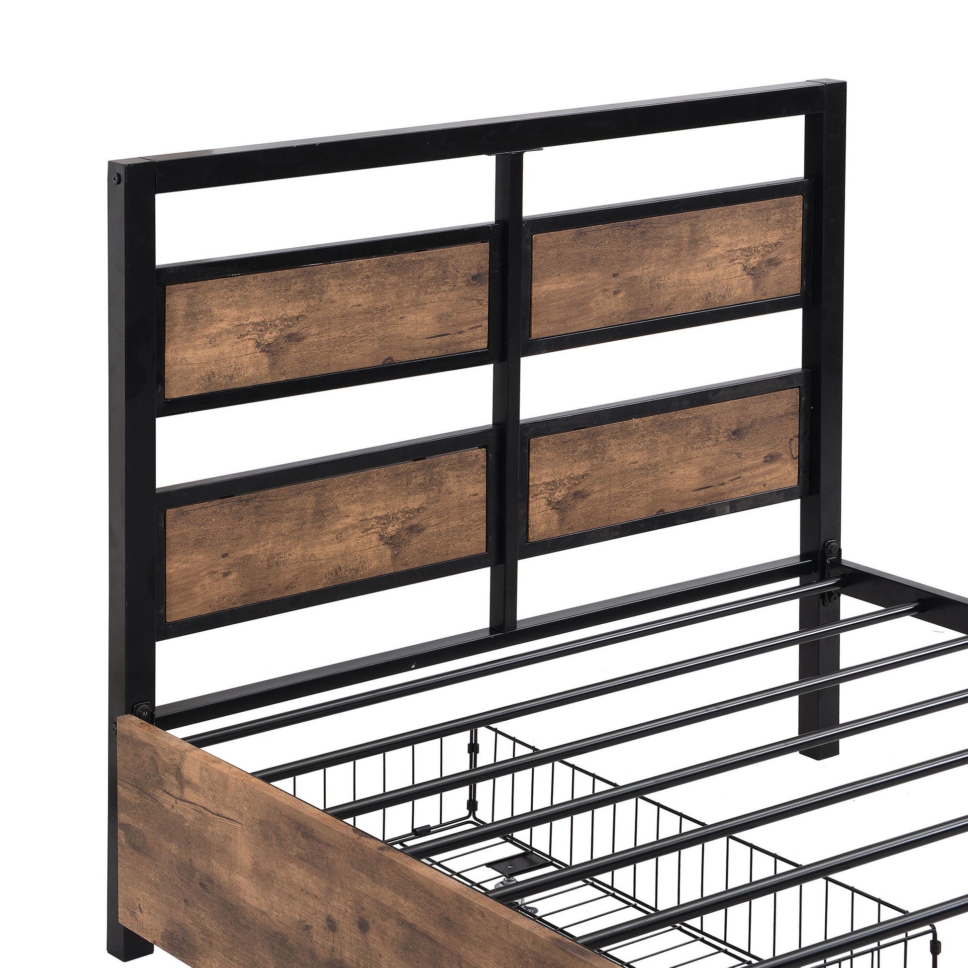 Twin Size Platform Bed With Headboard And Footboard, 2 Storage Drawers And Rotatable TV Stand - Black - The Sleep Loft - Online Mattress Showroom NYC
