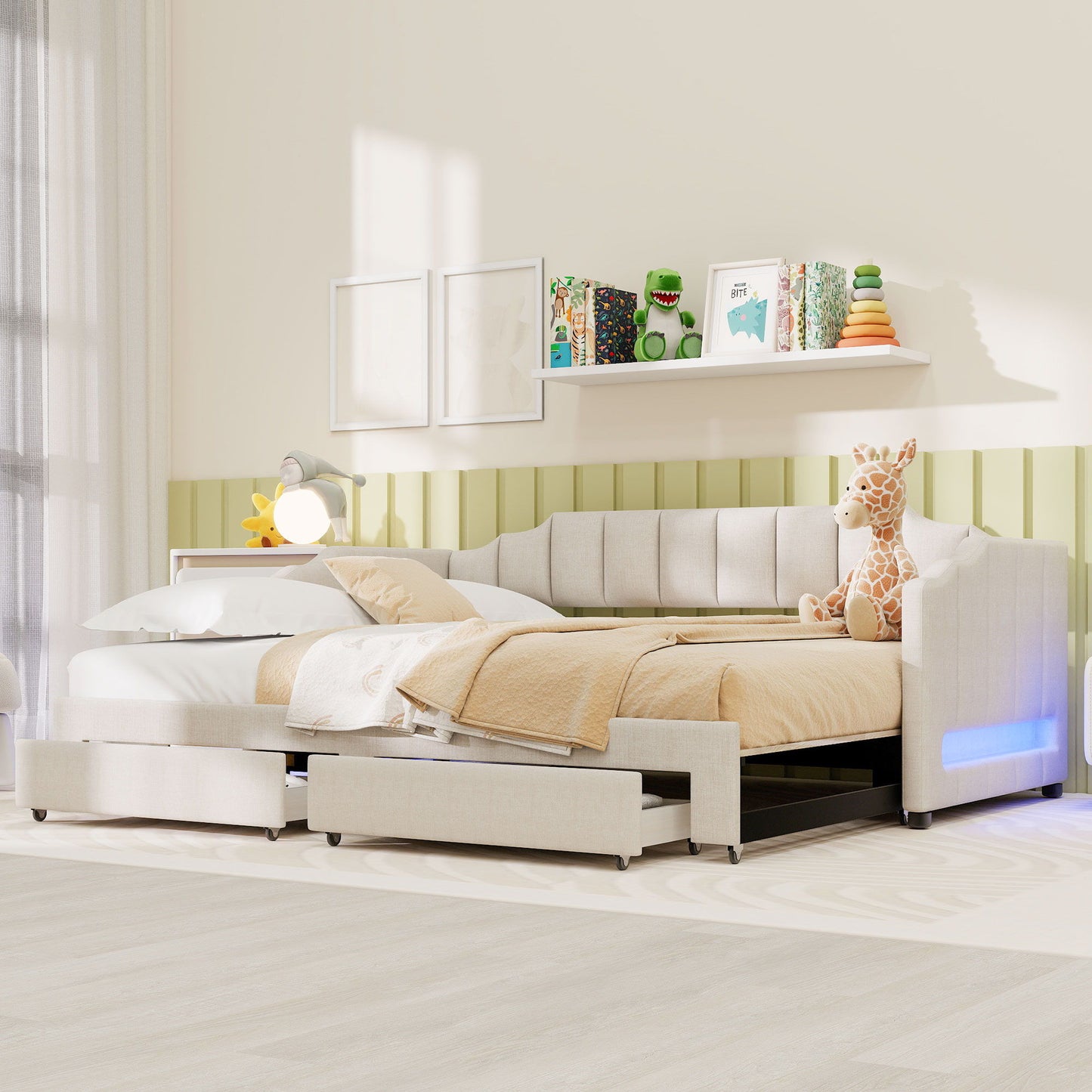 Extendable Daybed With LED Light And 2 Storage Drawers - The Sleep Loft - Online Mattress Showroom NYC