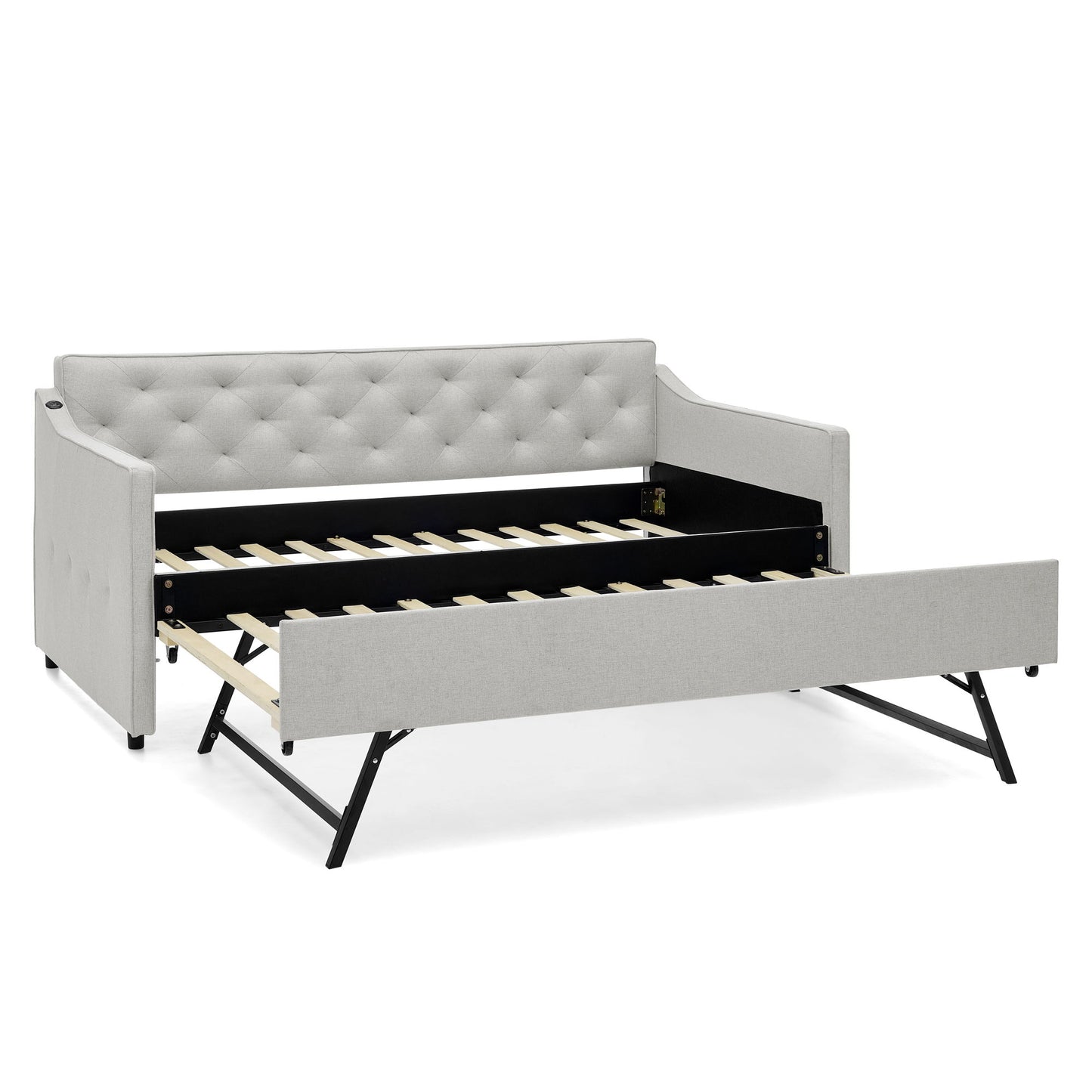 Daybed With Pop Up Trundle And USB Charging Armrest - The Sleep Loft - Online Mattress Showroom NYC